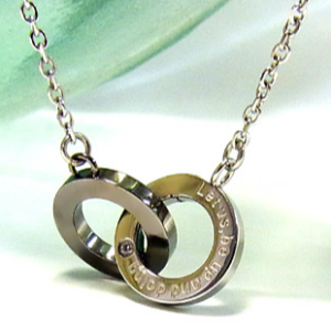 2リング メッセージネックレス／ステンレススチール